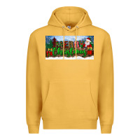 Mustard merry christmas with santa claus license plate Premium Hoodie - BundleAndBundleShop
