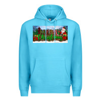 Ocean Blue merry christmas with santa claus license plate Premium Hoodie - BundleAndBundleShop