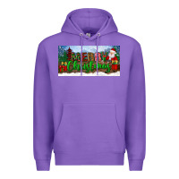 Purple merry christmas with santa claus license plate Premium Hoodie - BundleAndBundleShop
