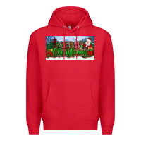 Red merry christmas with santa claus license plate Premium Hoodie - BundleAndBundleShop