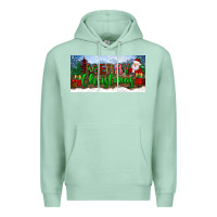 Seafoam merry christmas with santa claus license plate Premium Hoodie - BundleAndBundleShop