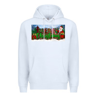 White merry christmas with santa claus license plate Premium Hoodie - BundleAndBundleShop