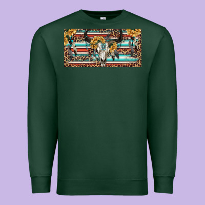 Premium Sweatshirt Boho bull skull and serape