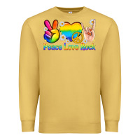 Antique Gold peace love rock pride Premium Sweatshirt - texasbilliewilder