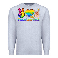 Heather Grey peace love rock pride Premium Sweatshirt - texasbilliewilder