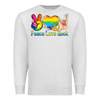 Oatmeal Heather peace love rock pride Premium Sweatshirt - texasbilliewilder