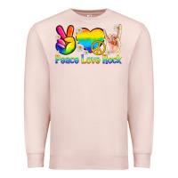Pale Pink peace love rock pride Premium Sweatshirt - texasbilliewilder