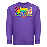 Purple peace love rock pride Premium Sweatshirt - texasbilliewilder