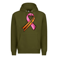 Army Green breast cancer sport ribbons Premium Hoodie - AdoDesignShop