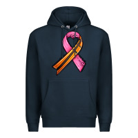 Navy breast cancer sport ribbons Premium Hoodie - AdoDesignShop