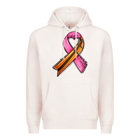 Pale Pink breast cancer sport ribbons Premium Hoodie - AdoDesignShop