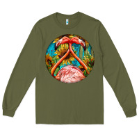 Army Green flamingos with western background Long Sleeve Tee - BarkalooDesign