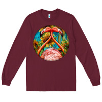 Burgundy flamingos with western background Long Sleeve Tee - BarkalooDesign
