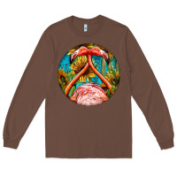 Chestnut flamingos with western background Long Sleeve Tee - BarkalooDesign