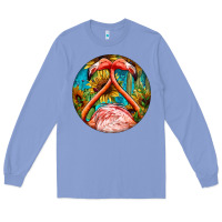 Colony Blue flamingos with western background Long Sleeve Tee - BarkalooDesign