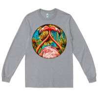 Heather Grey flamingos with western background Long Sleeve Tee - BarkalooDesign