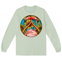 Matcha flamingos with western background Long Sleeve Tee - BarkalooDesign