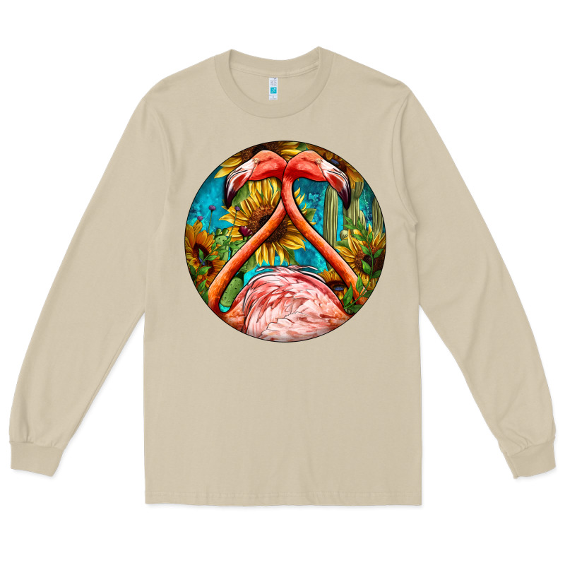 Flamingos With Western Background Long Sleeve Tee by BarkalooDesign | Teevron