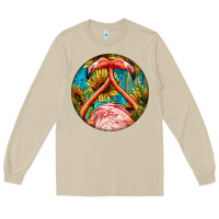 Mushroom flamingos with western background Long Sleeve Tee - BarkalooDesign