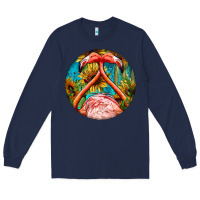 Navy flamingos with western background Long Sleeve Tee - BarkalooDesign