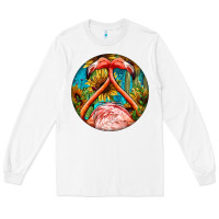 White flamingos with western background Long Sleeve Tee - BarkalooDesign
