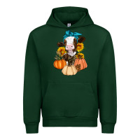 Forest Green Cow Fall Pumpkin Urban Hoodie - Artiststas