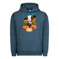 Pigment Midnight Navy Cow Fall Pumpkin Urban Hoodie - Artiststas