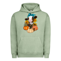 Pigment Oil Green Cow Fall Pumpkin Urban Hoodie - Artiststas
