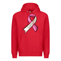 Red breast cancer sport ribbons Premium Hoodie - AdoDesignShop