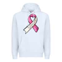 White breast cancer sport ribbons Premium Hoodie - AdoDesignShop