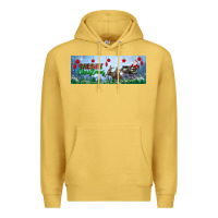 Antique Gold merry christmas with santa sleigh Premium Hoodie - BundleAndBundleShop