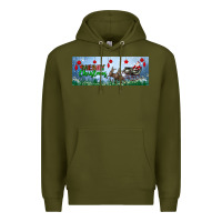 Army Green merry christmas with santa sleigh Premium Hoodie - BundleAndBundleShop