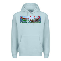Blue Mist merry christmas with santa sleigh Premium Hoodie - BundleAndBundleShop