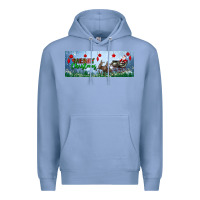 Colony Blue merry christmas with santa sleigh Premium Hoodie - BundleAndBundleShop