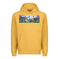 Mustard merry christmas with santa sleigh Premium Hoodie - BundleAndBundleShop