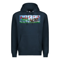Navy merry christmas with santa sleigh Premium Hoodie - BundleAndBundleShop