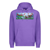 Purple merry christmas with santa sleigh Premium Hoodie - BundleAndBundleShop
