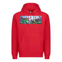 Red merry christmas with santa sleigh Premium Hoodie - BundleAndBundleShop