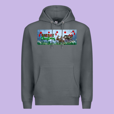 Merry Christmas With Santa Sleigh Premium Hoodie Designed By Bundleandbundleshop