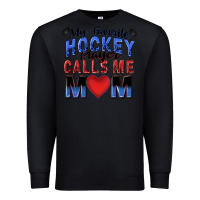 Black my favorite hockey player calls me mom Premium Sweatshirt - Zillion Design Studio