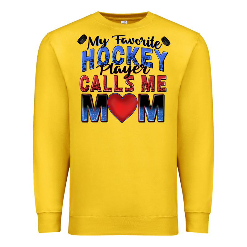 My Favorite Hockey Player Calls Me Mom Premium Sweatshirt by Zillion Design Studio | Teevron