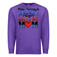 Purple my favorite hockey player calls me mom Premium Sweatshirt - Zillion Design Studio