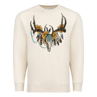 Sandshell Boho Deer Skull Sunflowers And Gemstone Premium Sweatshirt - RanaPortraitStore