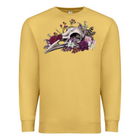 Antique Gold Boho floral raven skull Premium Sweatshirt - RanaPortraitStore