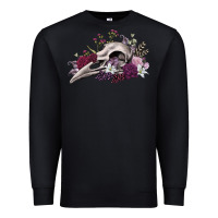 Black Boho floral raven skull Premium Sweatshirt - RanaPortraitStore