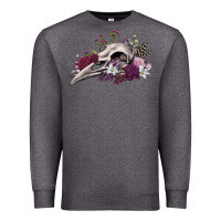 Charcoal Heather Boho floral raven skull Premium Sweatshirt - RanaPortraitStore