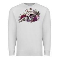 Dove Grey Boho floral raven skull Premium Sweatshirt - RanaPortraitStore