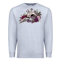 Heather Grey Boho floral raven skull Premium Sweatshirt - RanaPortraitStore