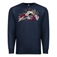 Navy Boho floral raven skull Premium Sweatshirt - RanaPortraitStore