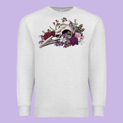 Premium Sweatshirt Boho floral raven skull